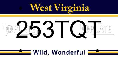 253TQT West Virginia License Plate