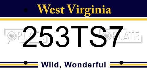 253TS7 West Virginia License Plate