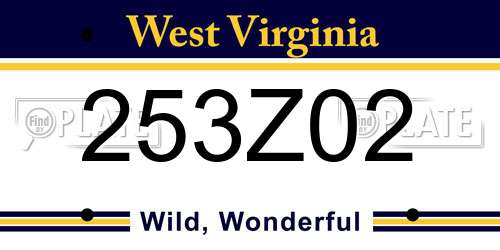 253Z02 West Virginia License Plate