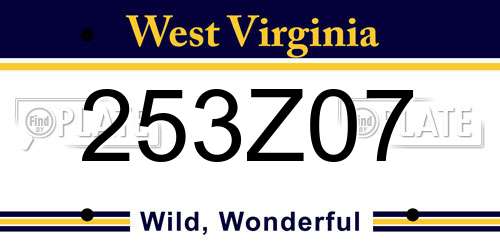 253Z07 West Virginia License Plate