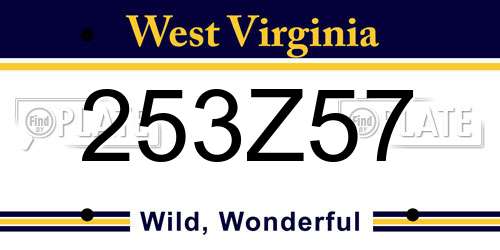 253Z57 West Virginia License Plate