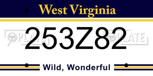 253Z82 West Virginia License Plate