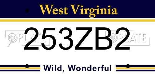 253ZB2 West Virginia License Plate