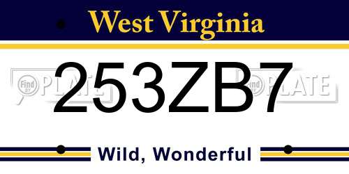 253ZB7 West Virginia License Plate