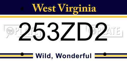 253ZD2 West Virginia License Plate