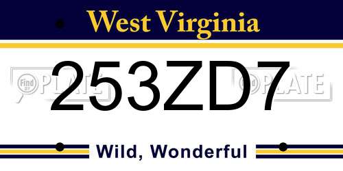 253ZD7 West Virginia License Plate