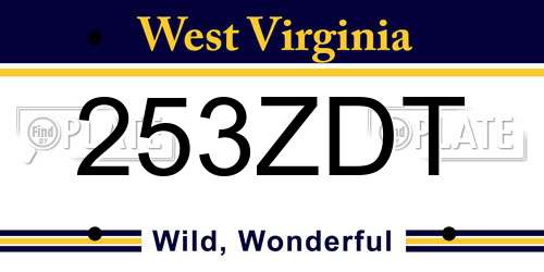 253ZDT West Virginia License Plate