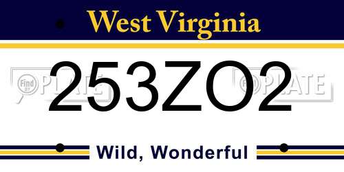 253ZO2 West Virginia License Plate