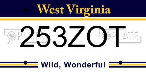 253ZOT West Virginia License Plate
