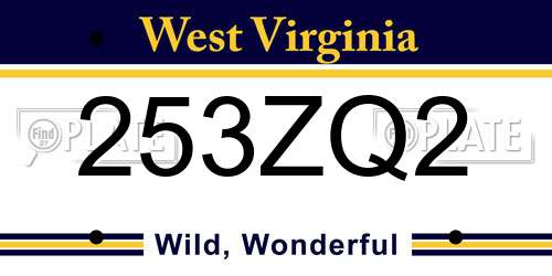 253ZQ2 West Virginia License Plate