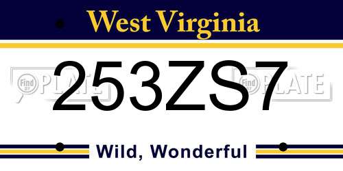 253ZS7 West Virginia License Plate
