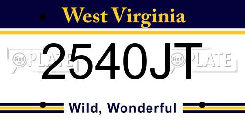 2540JT West Virginia License Plate
