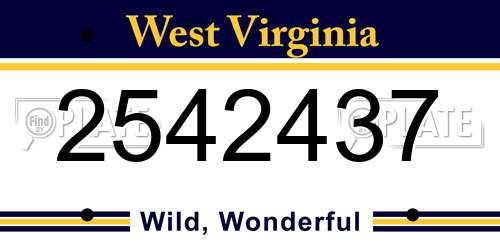2542437 West Virginia License Plate
