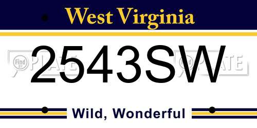2543SW West Virginia License Plate