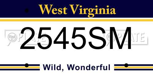 2545SM West Virginia License Plate