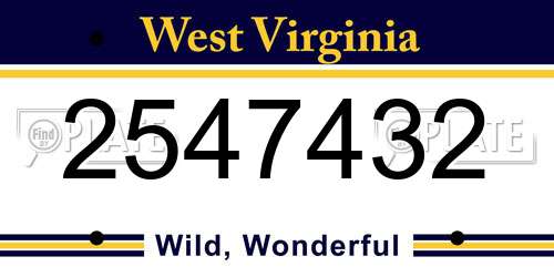 2547432 West Virginia License Plate
