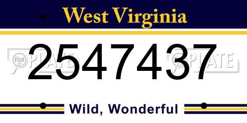 2547437 West Virginia License Plate