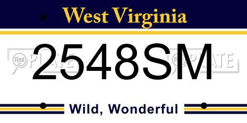 2548SM West Virginia License Plate