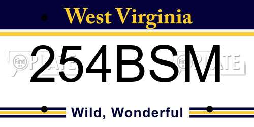 254BSM West Virginia License Plate