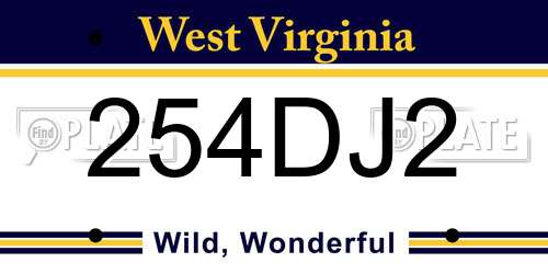 254DJ2 West Virginia License Plate