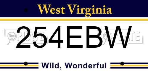 254EBW West Virginia License Plate