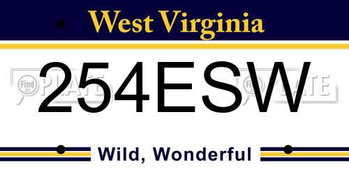 254ESW West Virginia License Plate