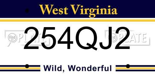 254QJ2 West Virginia License Plate
