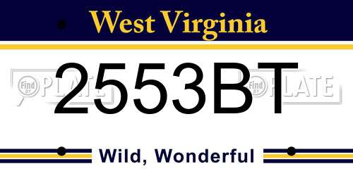 2553BT West Virginia License Plate