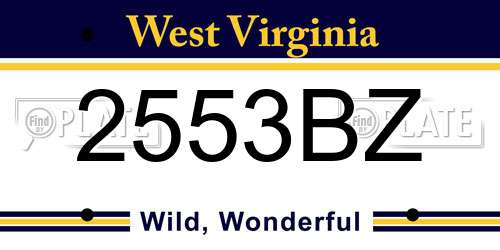 2553BZ West Virginia License Plate