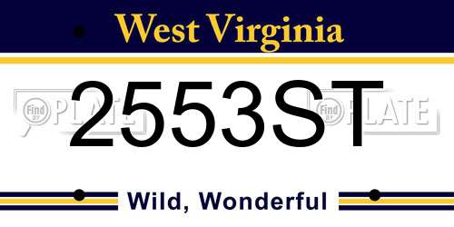 2553ST West Virginia License Plate