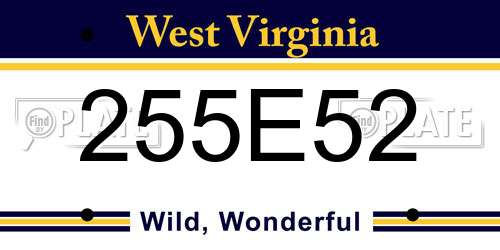 255E52 West Virginia License Plate