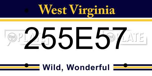 255E57 West Virginia License Plate
