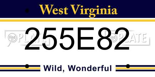 255E82 West Virginia License Plate