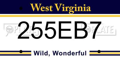 255EB7 West Virginia License Plate