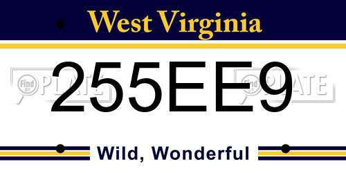 255EE9 West Virginia License Plate
