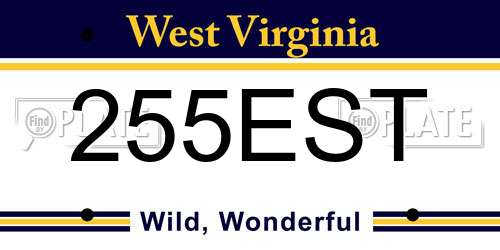 255EST West Virginia License Plate