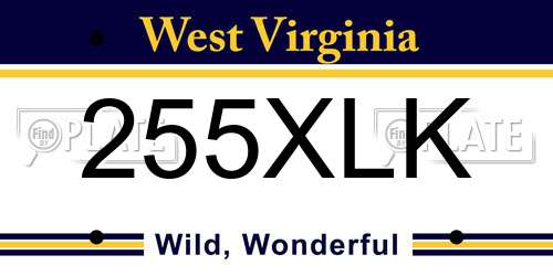 255XLK West Virginia License Plate