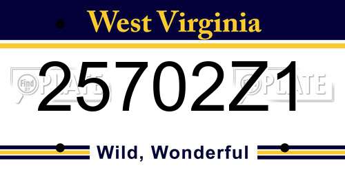 25702Z1 West Virginia License Plate