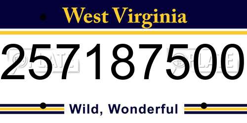 257187500 West Virginia License Plate