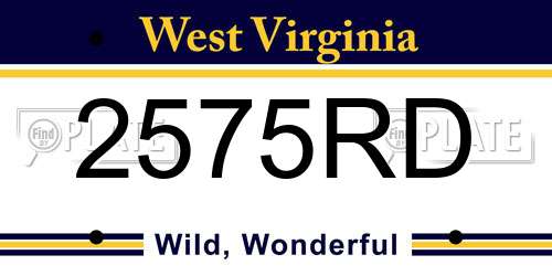 2575RD West Virginia License Plate