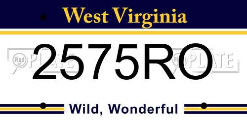 2575RO West Virginia License Plate