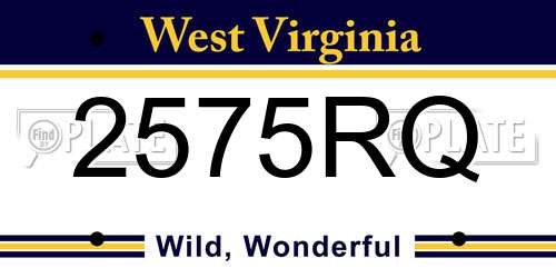 2575RQ West Virginia License Plate