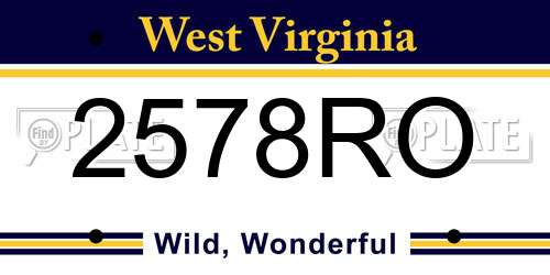 2578RO West Virginia License Plate