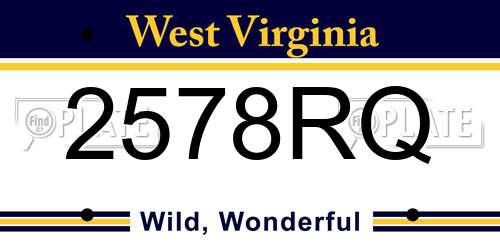 2578RQ West Virginia License Plate