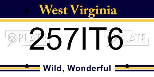 257IT6 West Virginia License Plate