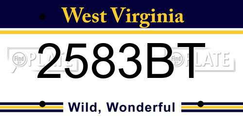 2583BT West Virginia License Plate