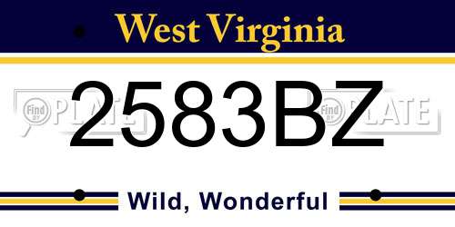 2583BZ West Virginia License Plate