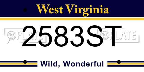 2583ST West Virginia License Plate