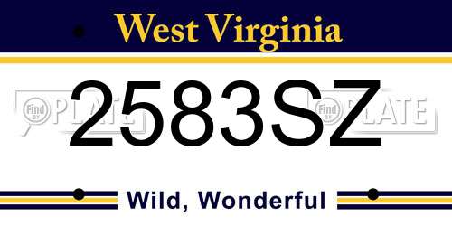 2583SZ West Virginia License Plate
