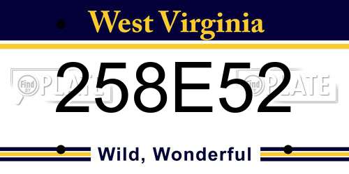 258E52 West Virginia License Plate